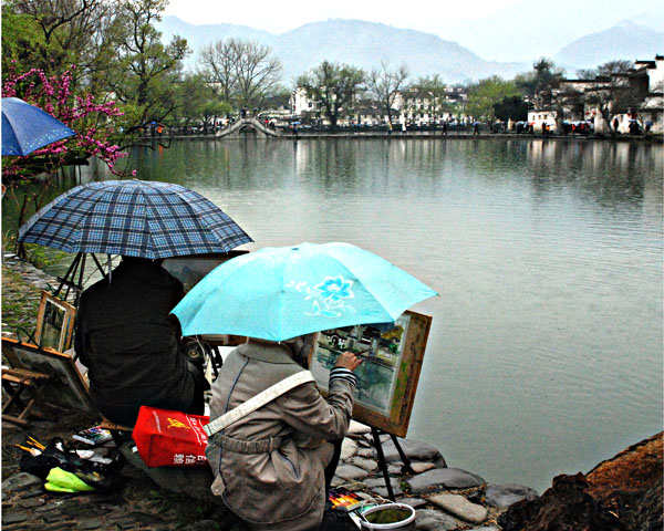 《雨中写生》+浙江杭州+袁树德.jpg